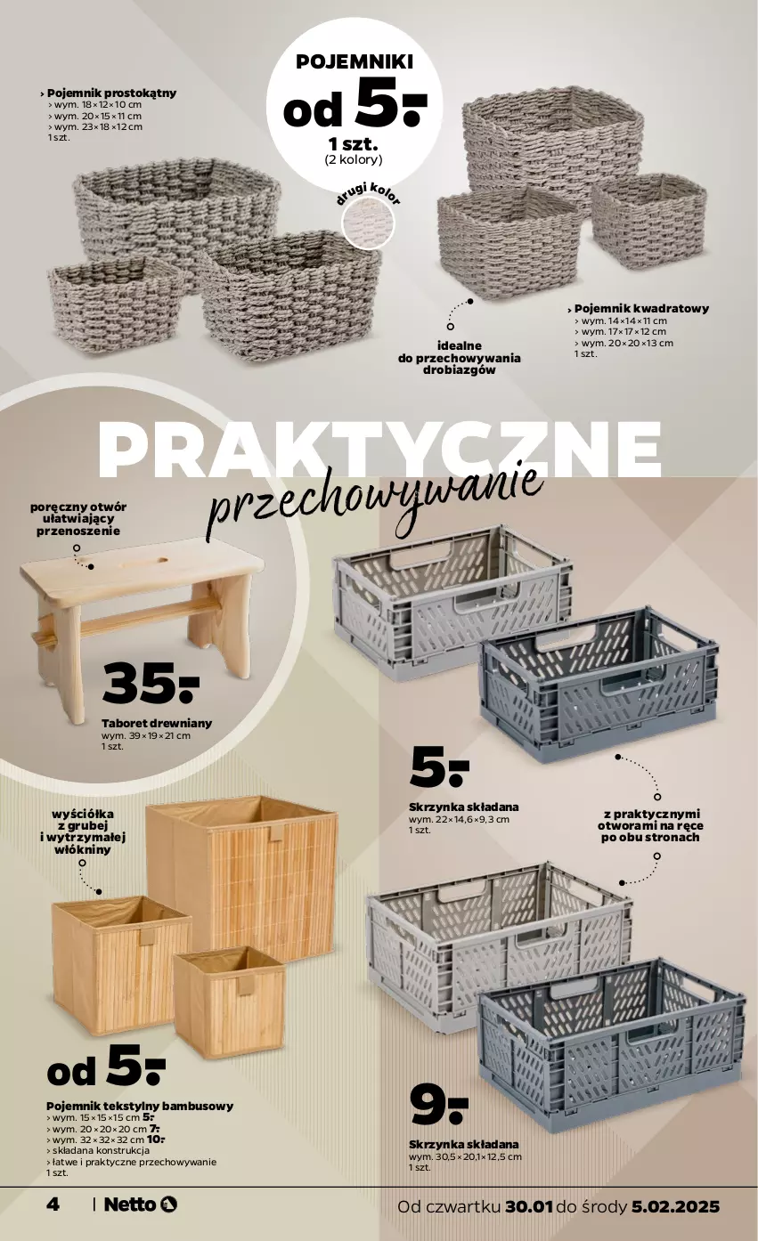 Gazetka promocyjna Netto - Od Czwartku Przemysłowa - ważna 30.01 do 05.02.2025 - strona 4 - produkty: Pojemnik, Por, Taboret