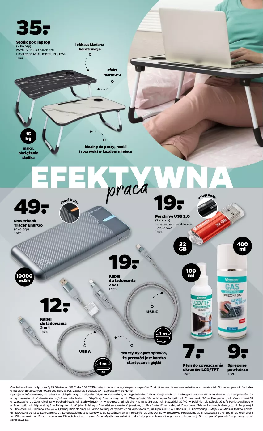 Gazetka promocyjna Netto - Od Czwartku Przemysłowa - ważna 30.01 do 05.02.2025 - strona 9 - produkty: Acer, Fa, Kujawski, Pendrive, Podlaski, Powerbank, Przewód, Sok, Stock, Stolik, Top