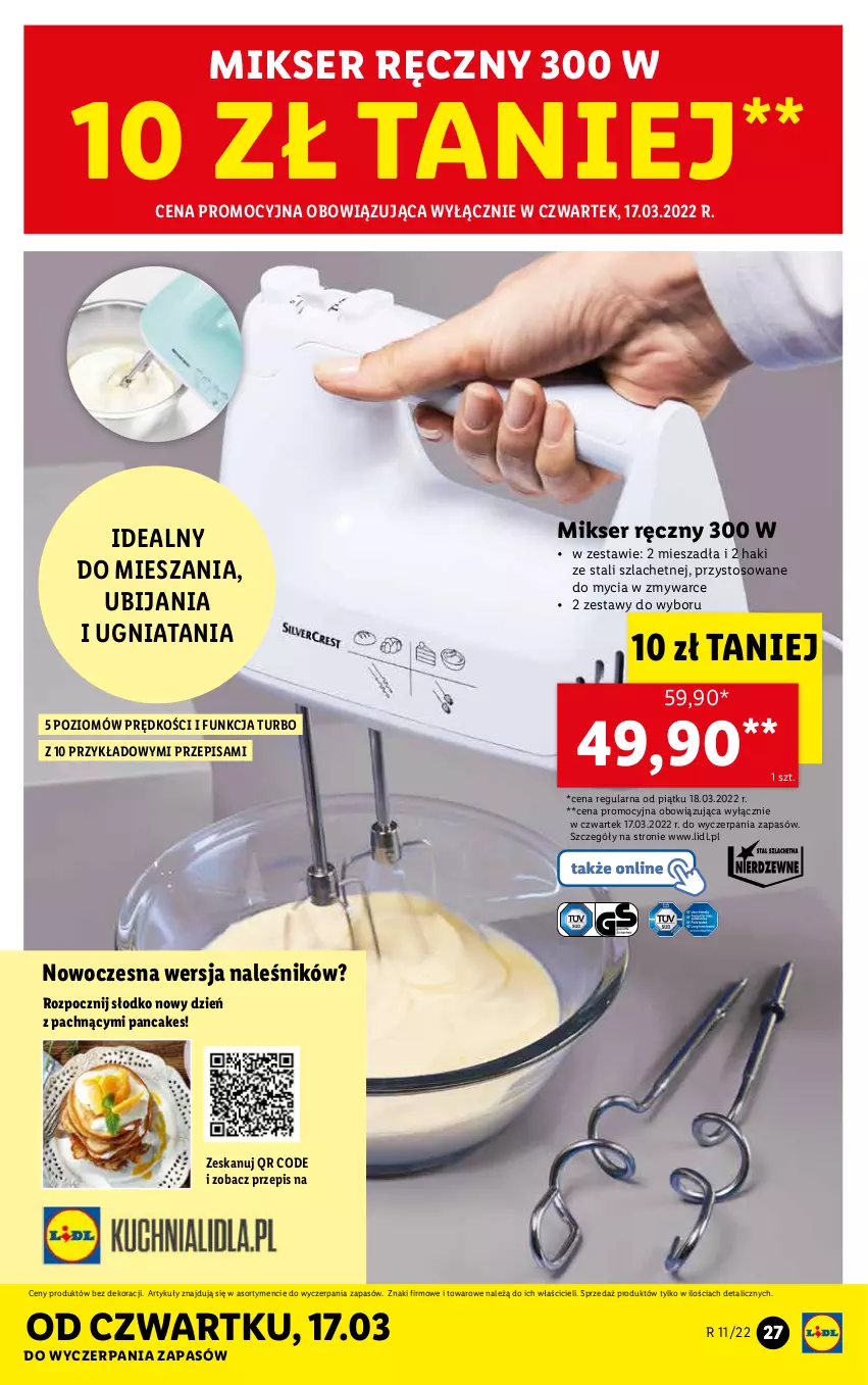 Gazetka promocyjna Lidl - GAZETKA - ważna 14.03 do 19.03.2022 - strona 27 - produkty: Mikser, Mikser ręczny, Ser