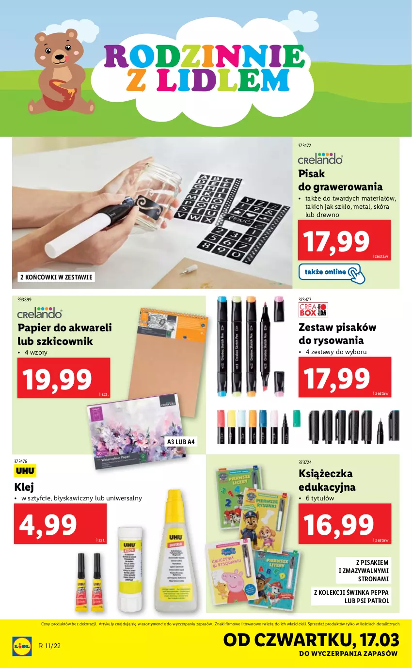 Gazetka promocyjna Lidl - GAZETKA - ważna 14.03 do 19.03.2022 - strona 38 - produkty: Gra, Inka, Klej, Papier, Psi Patrol, Szkicownik