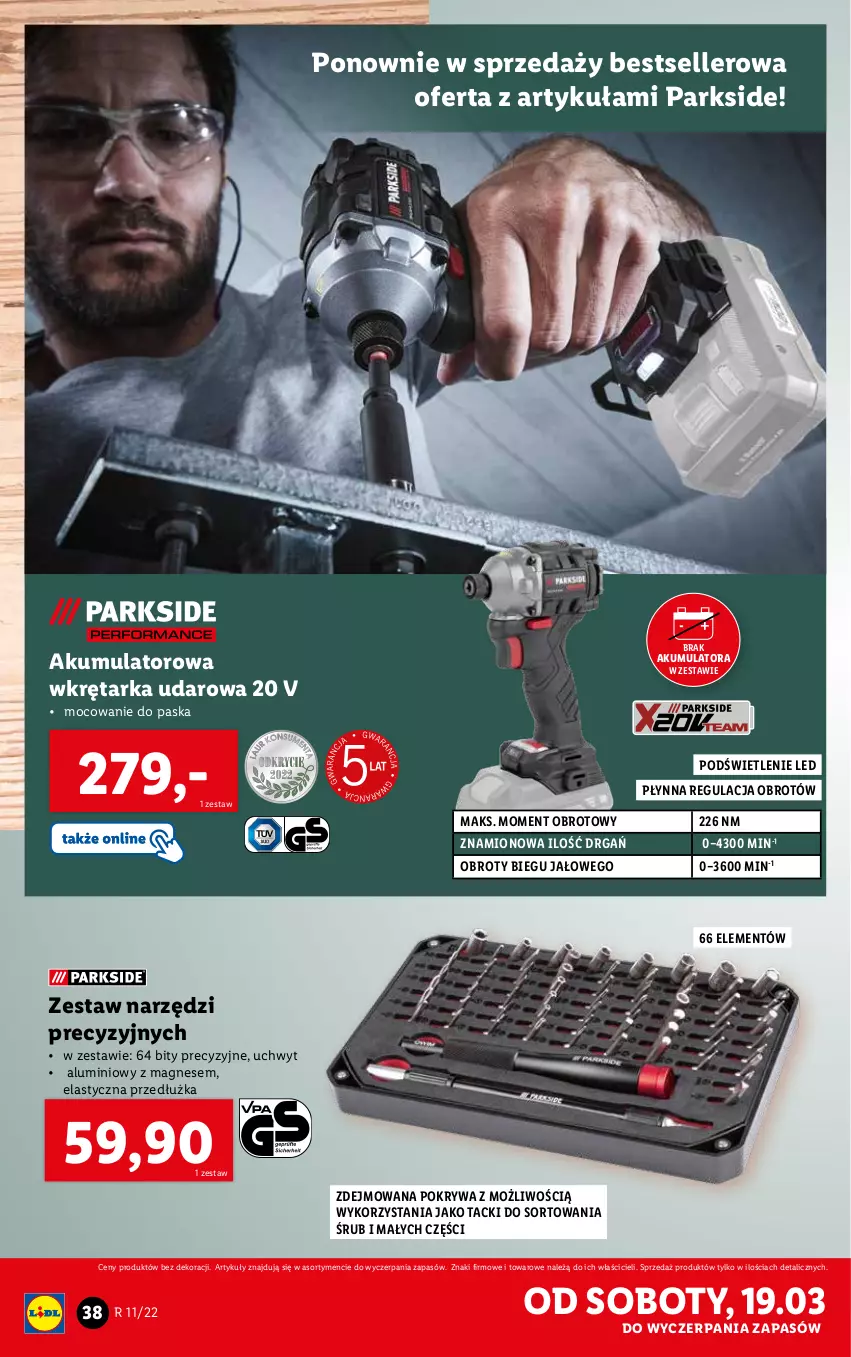 Gazetka promocyjna Lidl - GAZETKA - ważna 14.03 do 19.03.2022 - strona 42 - produkty: Akumulator, Parkside, Pokrywa, Tarka, Wkręt, Wkrętarka, Zestaw narzędzi