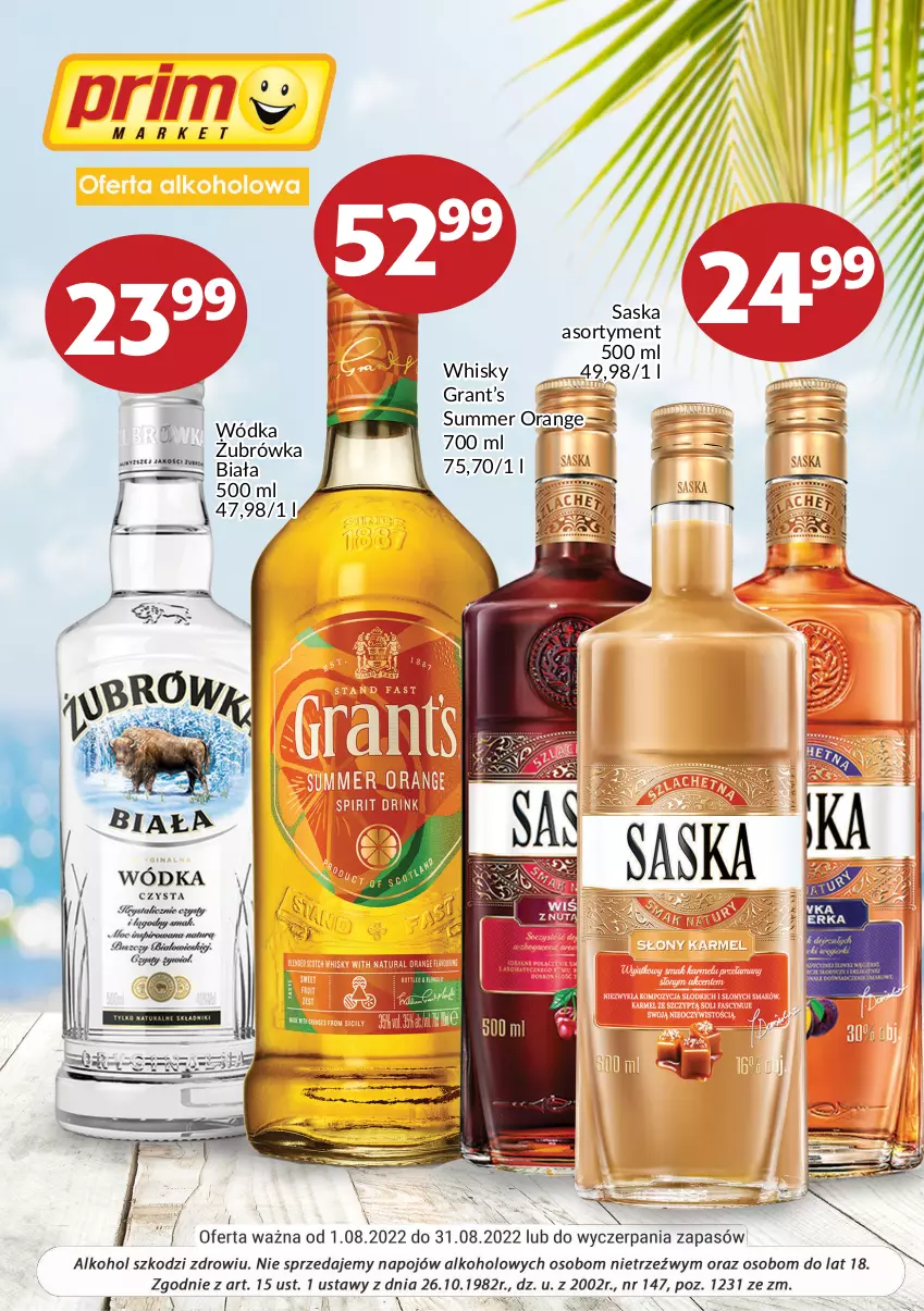 Gazetka promocyjna Prim Market - ważna 01.08 do 31.08.2022 - strona 1 - produkty: Gra, Saska, Whisky, Wódka