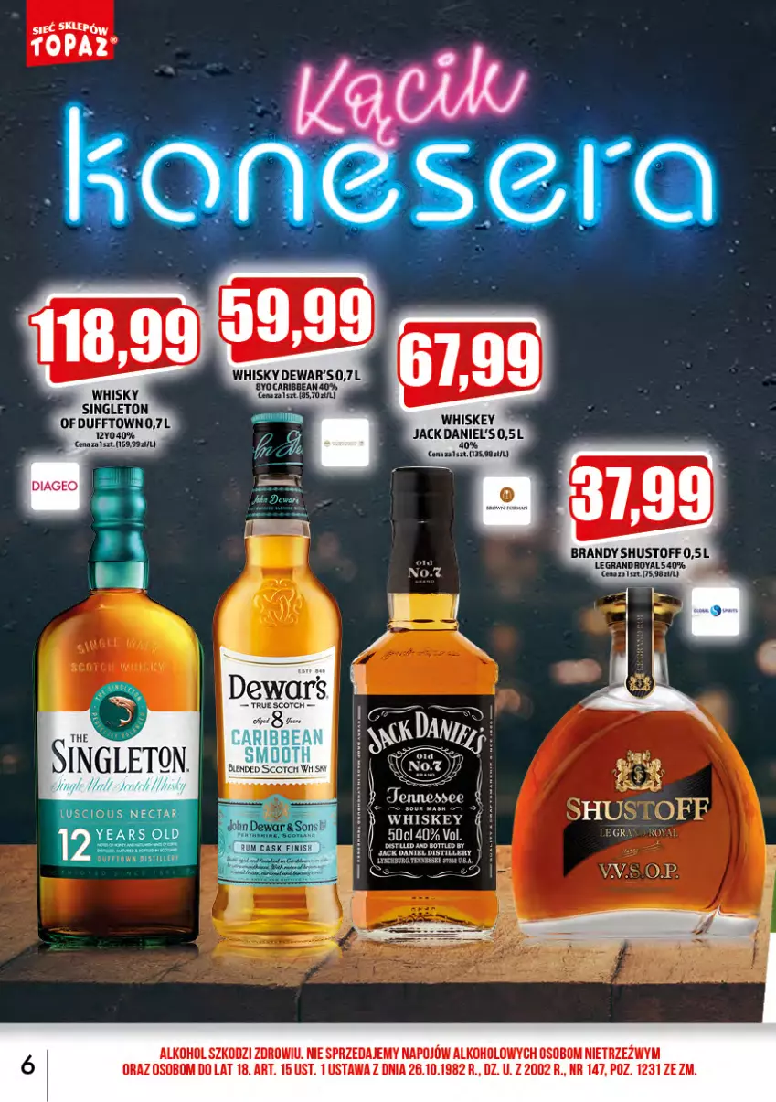 Gazetka promocyjna Topaz - Gazetka - ważna 01.07 do 31.07.2023 - strona 6 - produkty: Brandy, Gra, Top, Whiskey