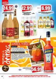 Gazetka promocyjna Topaz - Gazetka - Gazetka - ważna od 31.07 do 31.07.2023 - strona 4 - produkty: Sok pomarańczowy, Biały Bocian, Sok, Tonik, Krupnik, Lanki, Napój, Likier, Aperol