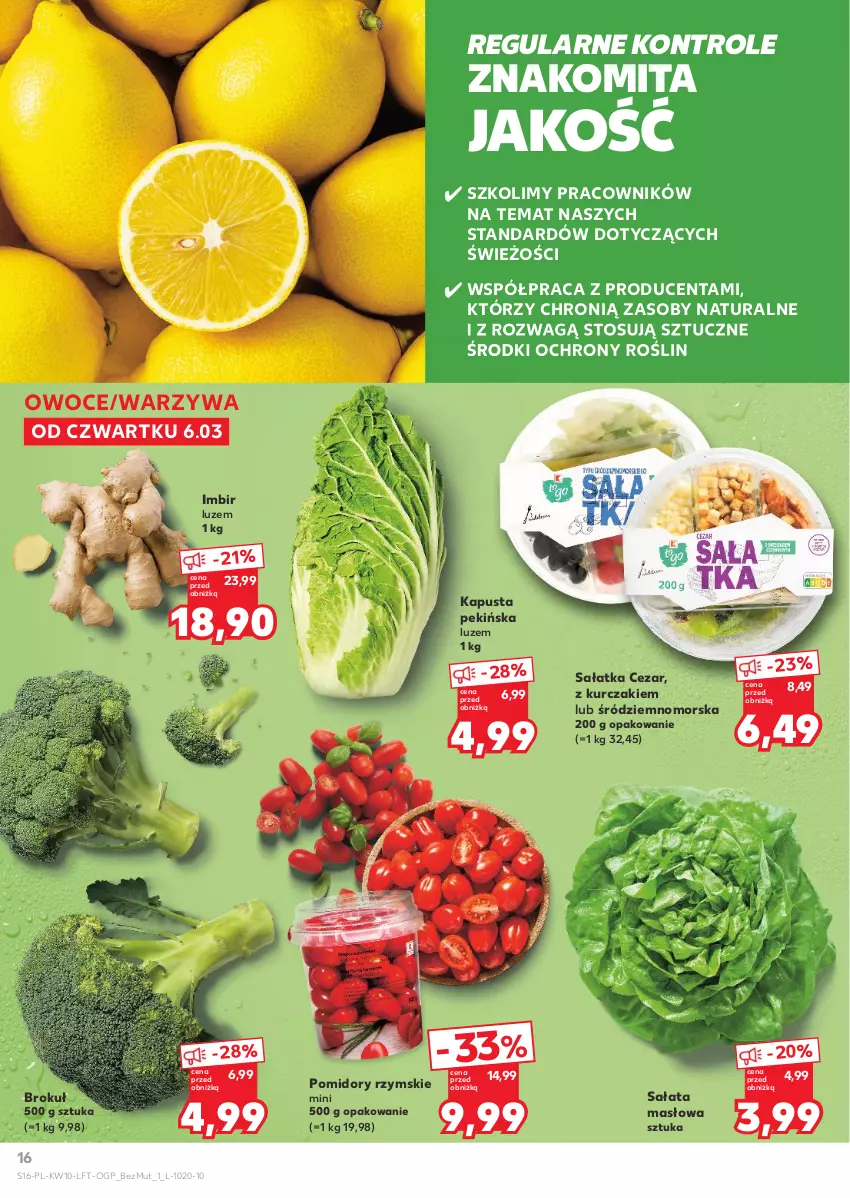 Gazetka promocyjna Kaufland - Gazetka tygodnia - ważna 06.03 do 12.03.2025 - strona 16 - produkty: Imbir, Kurczak, Masło, Owoce, Pomidory, Sałat, Sałata masłowa, Sałatka, Warzywa