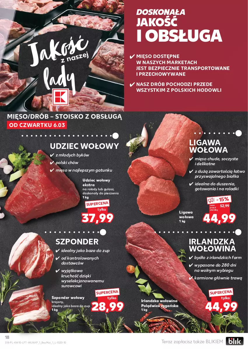 Gazetka promocyjna Kaufland - Gazetka tygodnia - ważna 06.03 do 12.03.2025 - strona 18 - produkty: Drób, Fa, Karmi, Mięso, Piec, Polędwica, Por, Sport, Szponder wołowy, Tera, Tran, Udziec wołowy, Wołowina