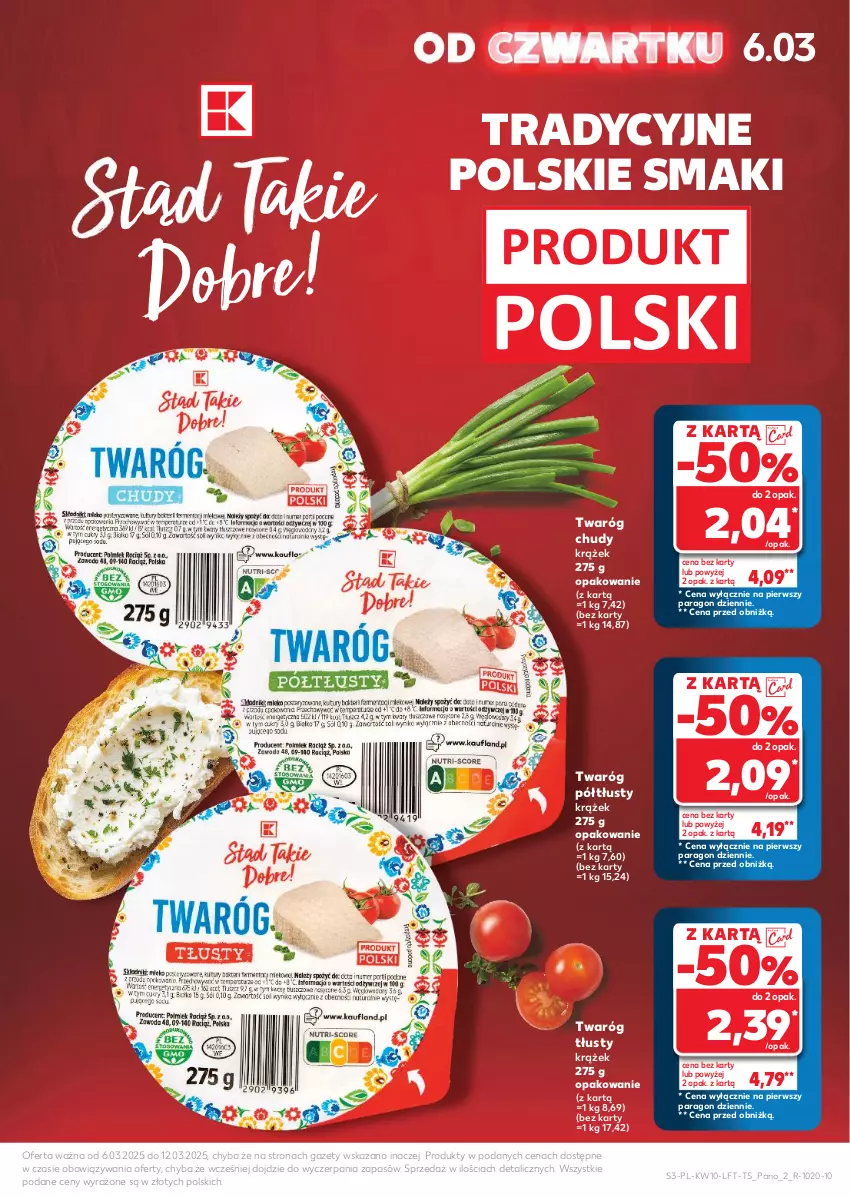 Gazetka promocyjna Kaufland - Gazetka tygodnia - ważna 06.03 do 12.03.2025 - strona 3 - produkty: Twaróg, Twaróg chudy, Twaróg półtłusty, Twaróg tłusty