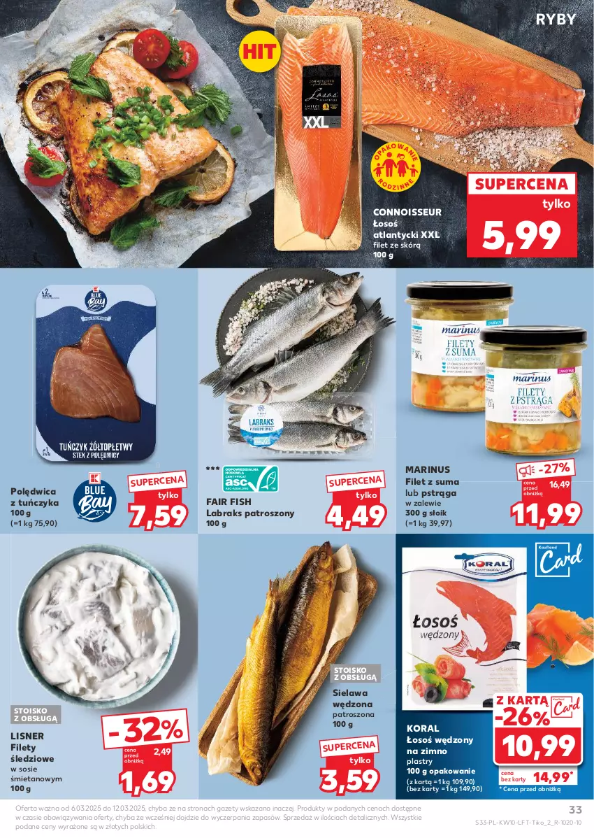 Gazetka promocyjna Kaufland - Gazetka tygodnia - ważna 06.03 do 12.03.2025 - strona 33 - produkty: Fa, Filet z suma, Lisner, Polędwica, Pstrąg, Sos, Tuńczyk