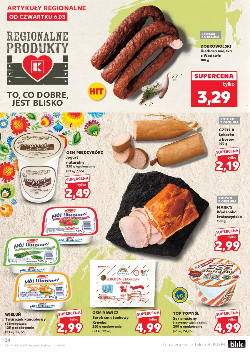 Gazetka promocyjna Kaufland - Gazetka tygodnia - ważna 06.03 do 12.03.2025 - strona 34 - produkty: Jogurt, Jogurt naturalny, Kiełbasa, Kiełbasa wiejska, Leberka, Ser, Serek, Tera, Top