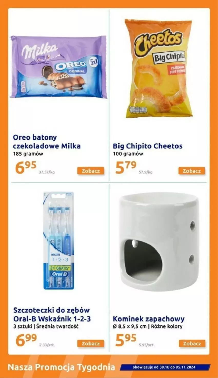 Gazetka promocyjna Action - ważna 30.10 do 05.11.2024 - strona 5 - produkty: Baton, Cheetos, Gra, Kominek, Kominek zapachowy, Milka, Oreo