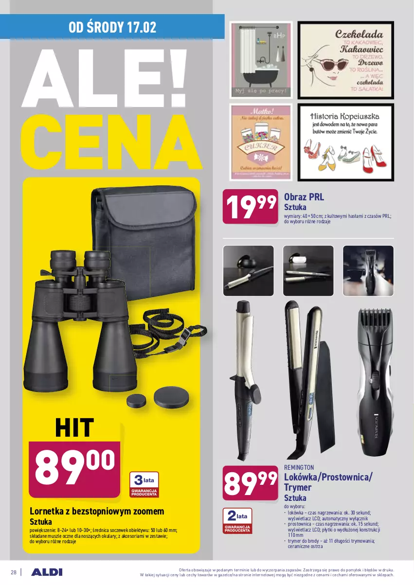 Gazetka promocyjna Aldi - ALE! CENA w ALDI - ważna 15.02 do 20.02.2021 - strona 28 - produkty: 5 Sekund, Lokówka, Lornetka, Mus, Obiektyw, Obraz, Remington, Top