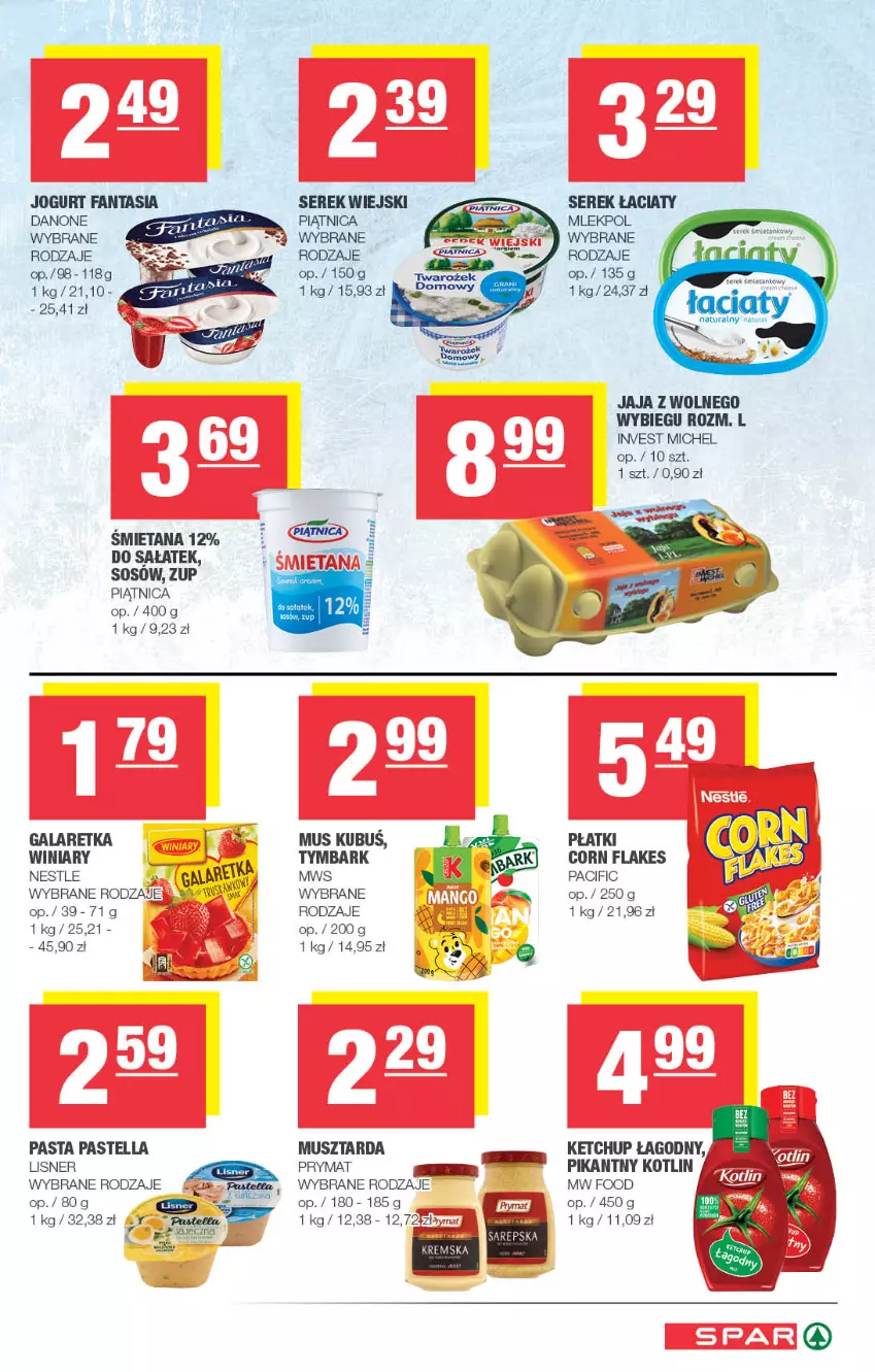 Gazetka promocyjna Spar - Spar - ważna 02.06 do 12.06.2024 - strona 3 - produkty: Cif, Corn flakes, Danone, Fa, Fanta, Gala, Galaretka, Jaja, Jaja z wolnego wybiegu, Jogurt, Ketchup, Kotlin, Kubuś, Lisner, Mus, Musztarda, Pastella, Piątnica, Prymat, Sałat, Ser, Serek, Serek wiejski, Sos, Tymbark, Winiary