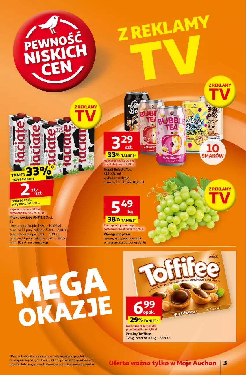 Gazetka promocyjna Auchan - Pewność Niskich Cen Moje - ważna 19.09 do 25.09.2024 - strona 3 - produkty: Mleko, Napój, Tran, Wino, Winogrona