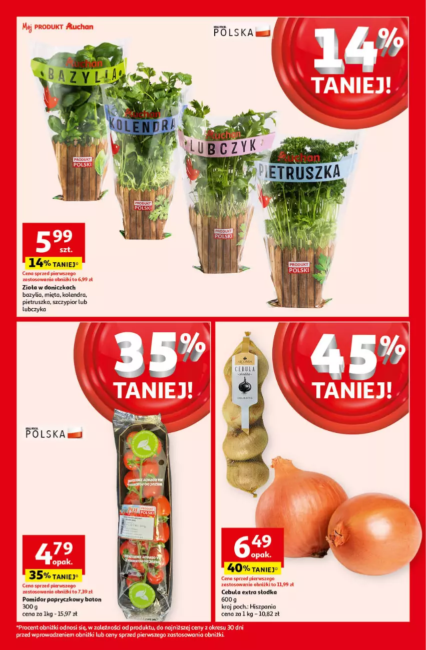 Gazetka promocyjna Auchan - Pewność Niskich Cen Moje - ważna 19.09 do 25.09.2024 - strona 5 - produkty: Baton, Bazyl, Bazylia, Cebula, Kolendra, Mięta, Pietruszka