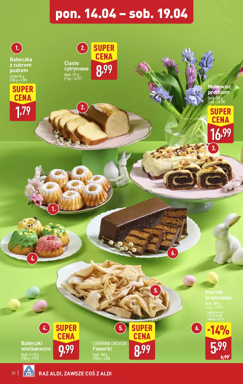 Gazetka promocyjna Aldi - Pełna oferta - ważna 14.04 do 19.04.2025 - strona 20 - produkty: Babeczki, Cukier, Fa, Faworki, Makowiec, Piernik