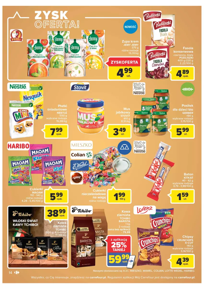 Gazetka promocyjna Carrefour - Gazetka Carrefour - ważna 14.06 do 26.06.2022 - strona 14 - produkty: Baton, Crunchips, Cukier, Cukierki, Danio, Gerber, Gry, Haribo, Por, Pudliszki, Ser, Tchibo, Wawel, Zupa