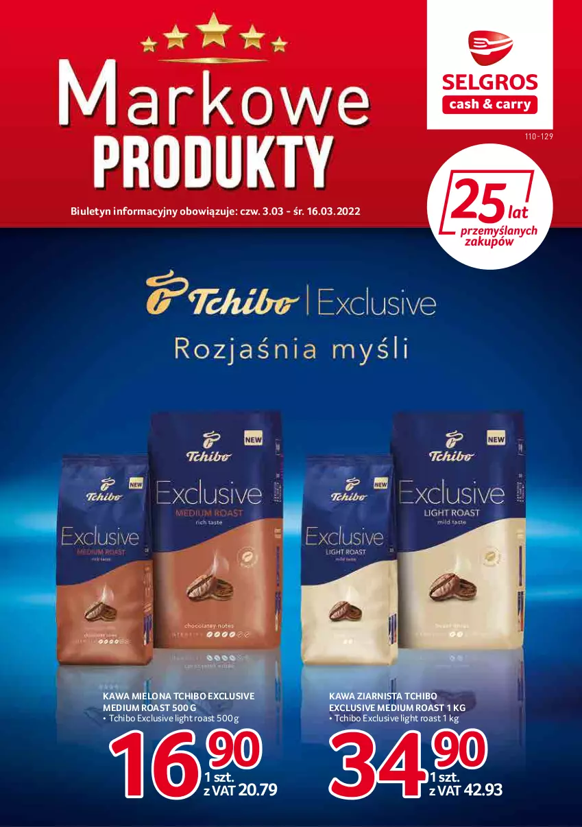 Gazetka promocyjna Selgros - Katalog Markowe Produkty - ważna 03.03 do 16.03.2022 - strona 1 - produkty: Kawa, Kawa mielona, Kawa ziarnista, Tchibo