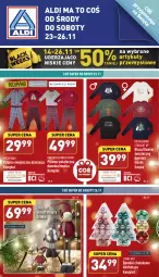 Gazetka promocyjna Aldi - Zaplanuj zakupy wcześniej - Gazetka - ważna od 26.11 do 26.11.2022 - strona 1 - produkty: Sweter, Gra, Bombki, Dzieci, Pocopiano, Bluza, Skrzat, Piżama, Queentex, Fa