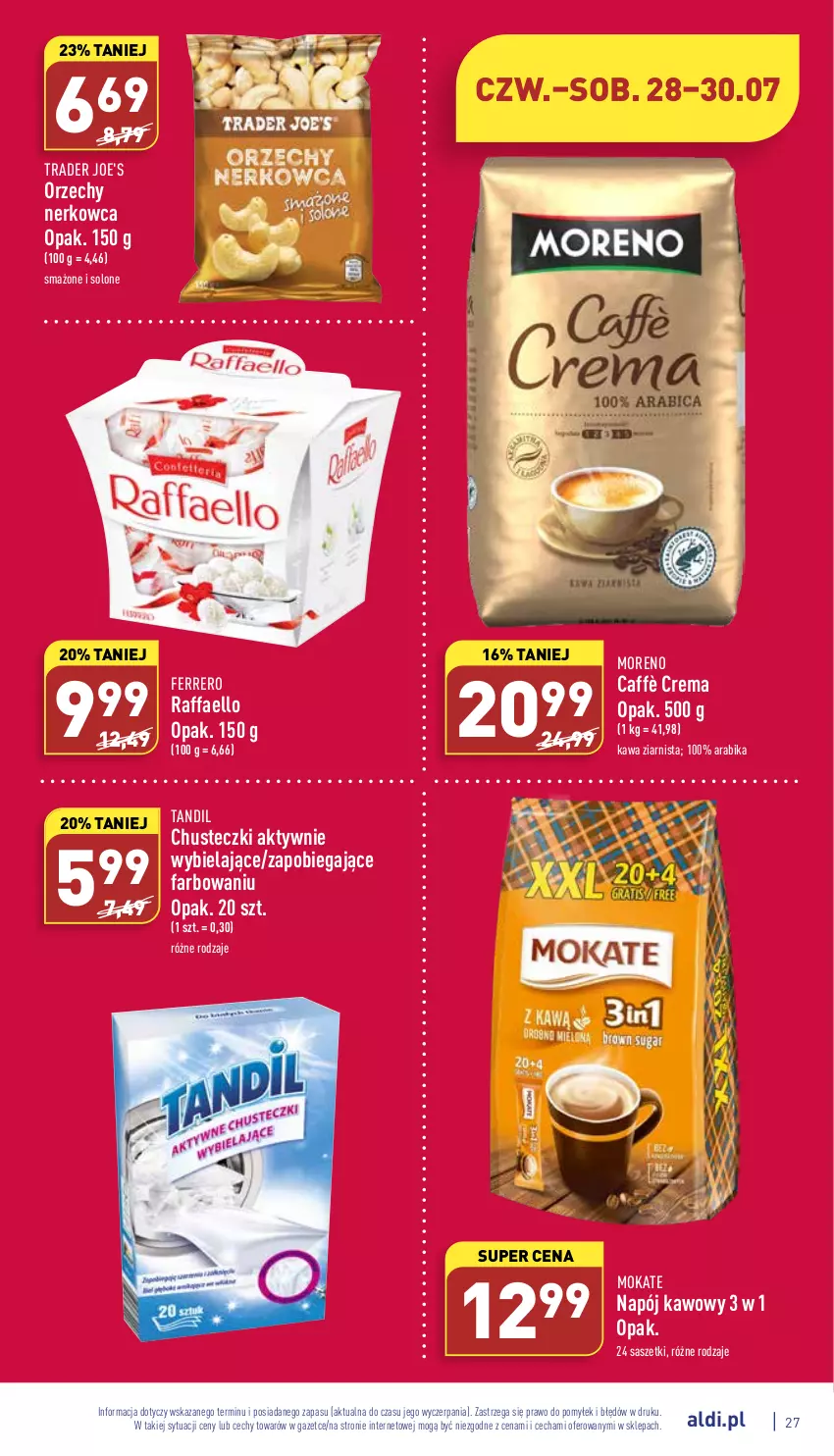 Gazetka promocyjna Aldi - Pełny katalog - ważna 25.07 do 30.07.2022 - strona 27 - produkty: Chusteczki, Fa, Ferrero, Kawa, Kawa ziarnista, Napój, Raffaello