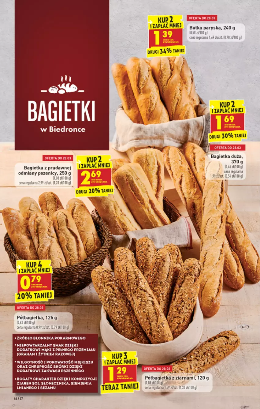 Gazetka promocyjna Biedronka - W tym tygodniu PN - ważna 25.03 do 31.03.2021 - strona 46 - produkty: Bagietka, Fa, Gra, LG, Półbagietka, Por, Sezam, Tera