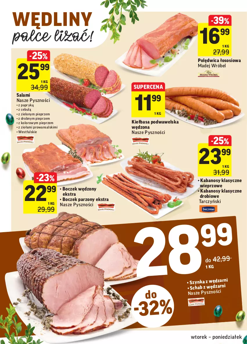 Gazetka promocyjna Intermarche - Wielkanoc I - ważna 16.03 do 22.03.2021 - strona 12 - produkty: Boczek, Fa, Kabanos, Kiełbasa, Kiełbasa podwawelska, Madej Wróbel, Pieprz, Polędwica, Salami, Sos, Tarczyński, Wawel