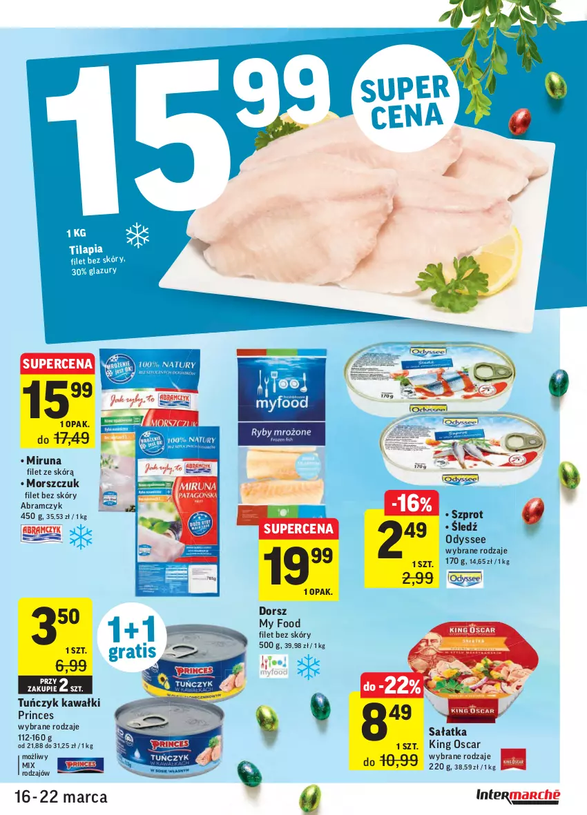 Gazetka promocyjna Intermarche - Wielkanoc I - ważna 16.03 do 22.03.2021 - strona 21 - produkty: Dorsz, Gra, Kawa, Miruna, Sałat, Sałatka, Szprot, Tilapia, Tuńczyk