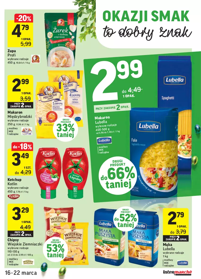 Gazetka promocyjna Intermarche - Wielkanoc I - ważna 16.03 do 22.03.2021 - strona 29 - produkty: Bell, Bella, Chipsy, Ketchup, Kotlin, Lubella, Mąka, Makaron, Zupa