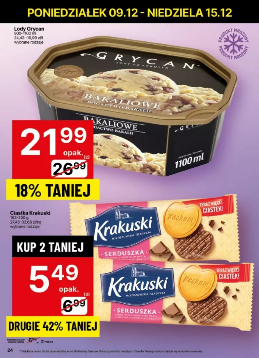 Gazetka promocyjna Delikatesy Centrum - ważna 09.12 do 15.12.2024 - strona 20 - produkty: Ciastka, Gry, Krakus, Krakuski, Lody