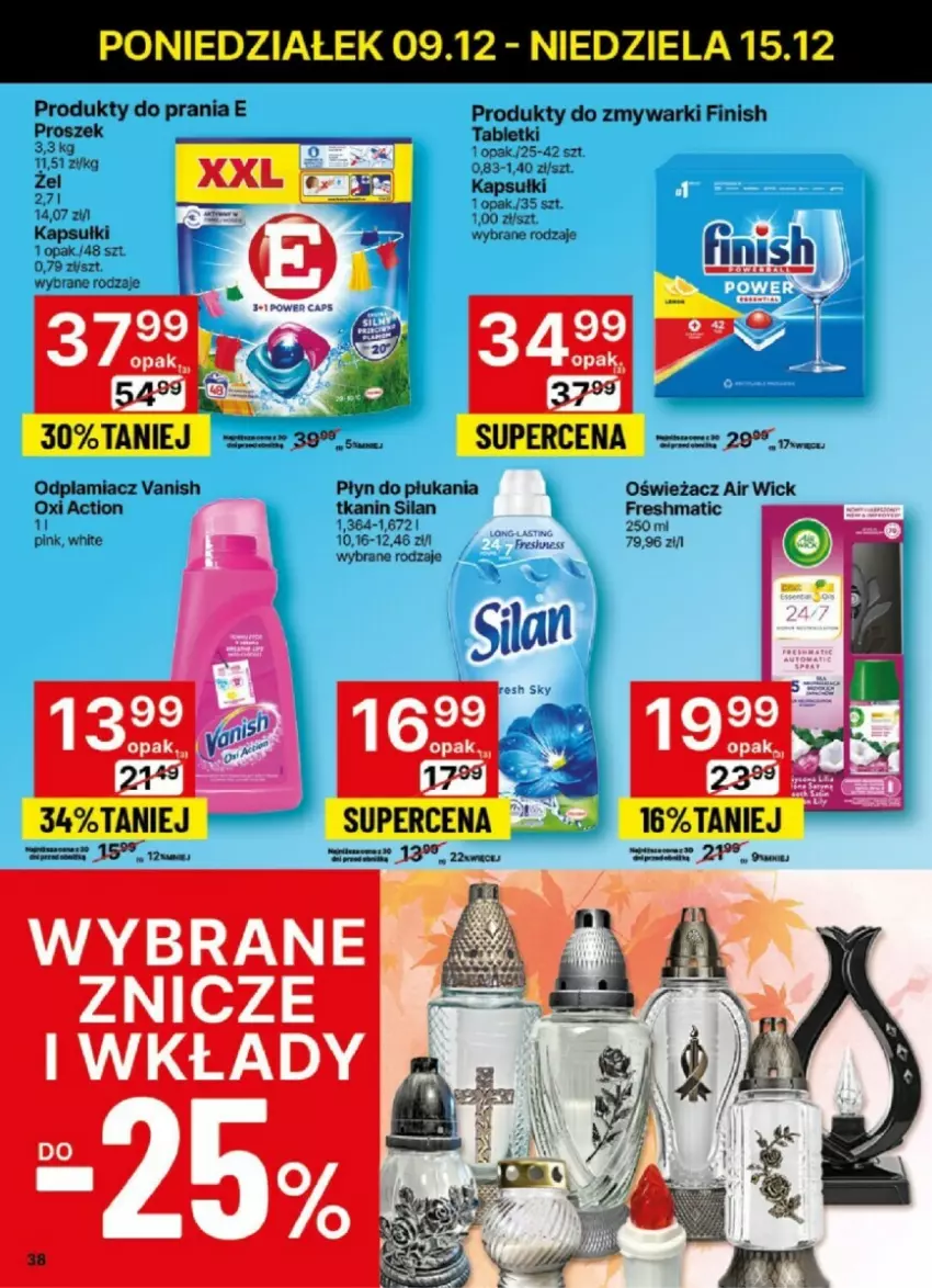 Gazetka promocyjna Delikatesy Centrum - ważna 09.12 do 15.12.2024 - strona 35 - produkty: Air Wick, Finish, Odplamiacz, Płyn do płukania, Silan, Vanish, Zmywarki, Znicz