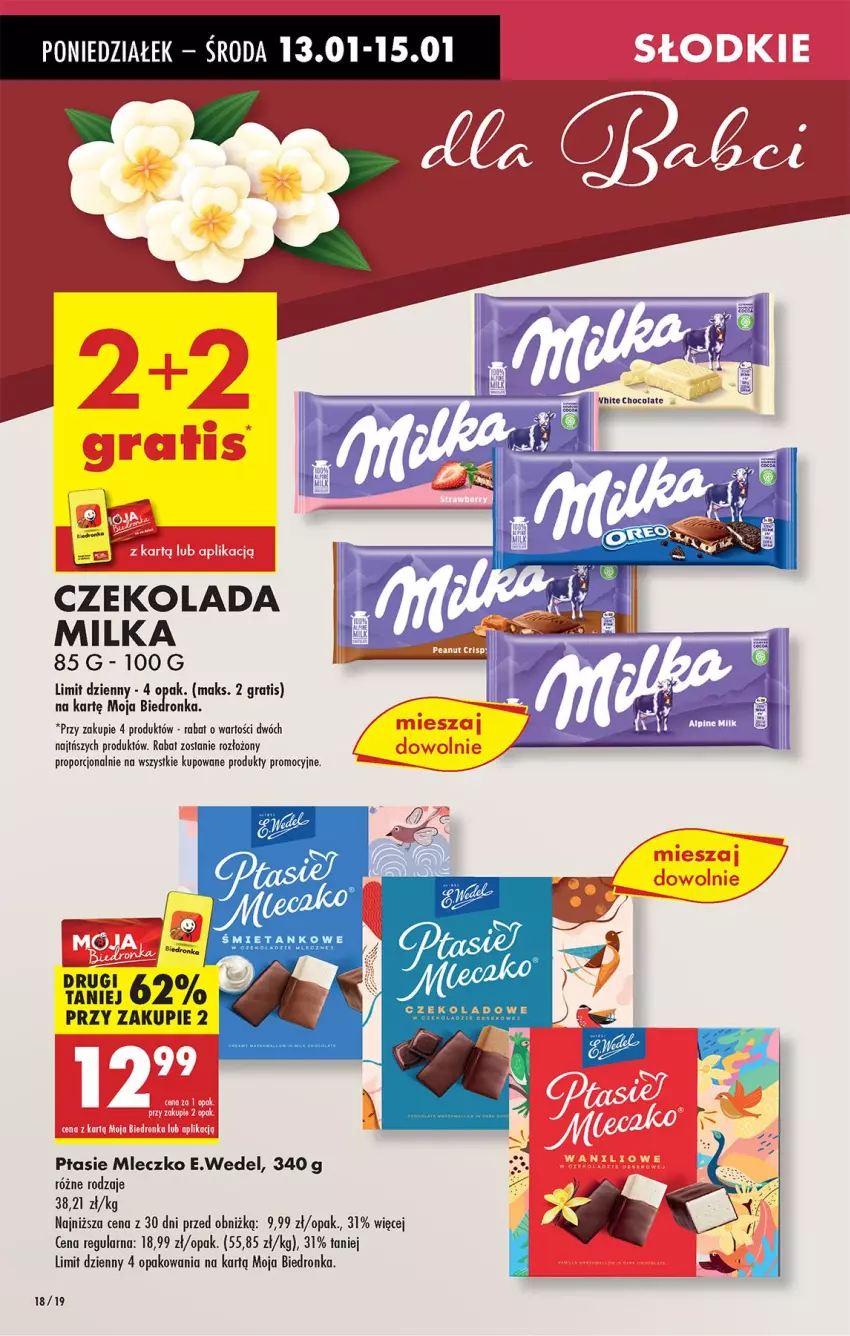 Gazetka promocyjna Biedronka - Od Poniedziałku - ważna 13.01 do 18.01.2025 - strona 18 - produkty: Czekolada, Gra, LG, Milka, Mleczko, Por, Ptasie mleczko