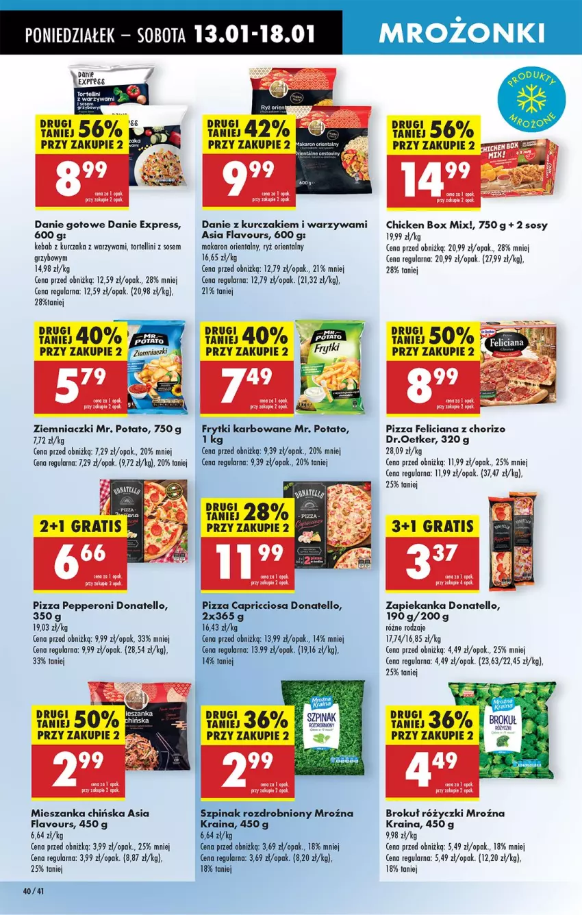 Gazetka promocyjna Biedronka - Od Poniedziałku - ważna 13.01 do 18.01.2025 - strona 42 - produkty: Danie gotowe, Fa, Feliciana, Gra, Kebab, Kebab z kurczaka, Kurczak, Makaron, Napój, Pizza, Ryż, Sos, Warzywa, Zapiekanka