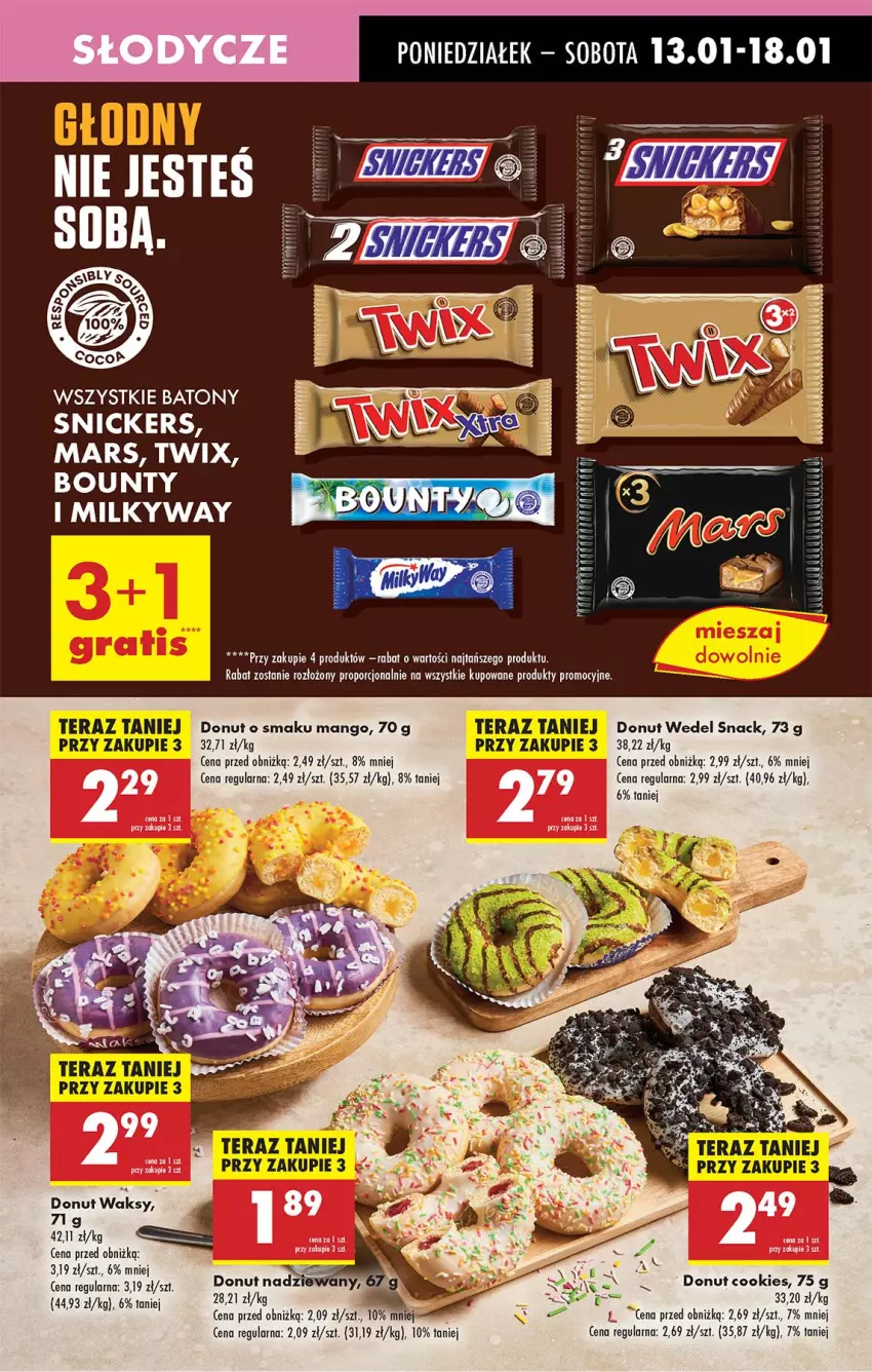 Gazetka promocyjna Biedronka - Od Poniedziałku - ważna 13.01 do 18.01.2025 - strona 53 - produkty: Baton, Bounty, Donut, Mango, Mars, Por, Snickers, Twix