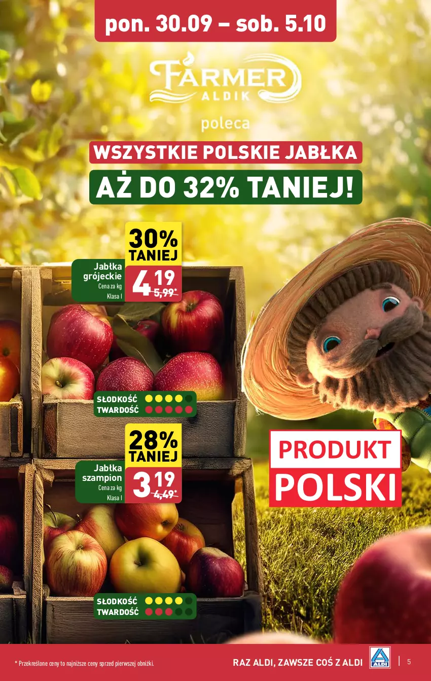 Gazetka promocyjna Aldi - Farmer ALDIK poleca świeże owoce i warzywa - ważna 30.09 do 05.10.2024 - strona 5 - produkty: Jabłka, Szampion