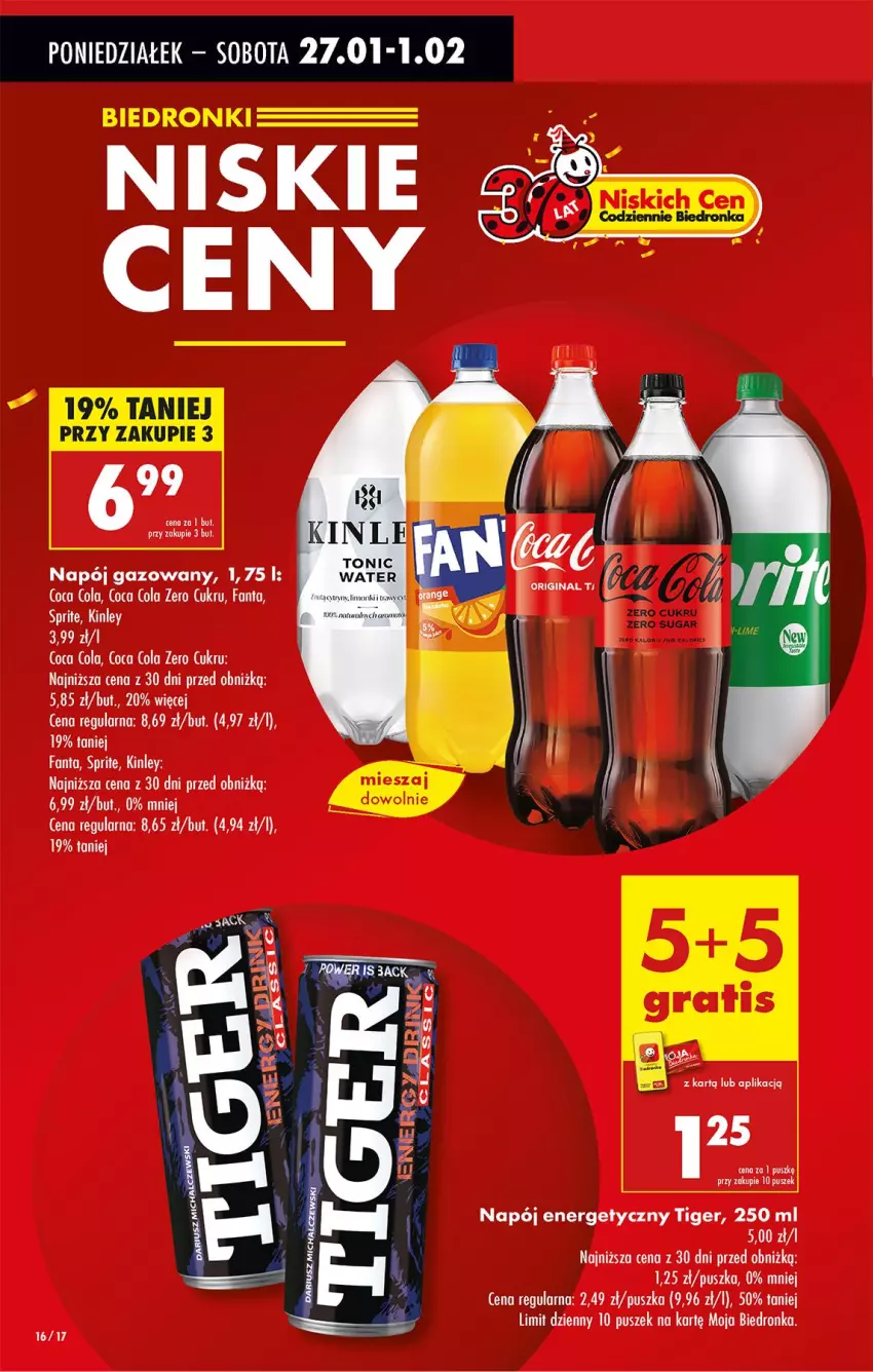 Gazetka promocyjna Biedronka - Od Poniedziałku - ważna 27.01 do 01.02.2025 - strona 20 - produkty: Fa, Fanta, Napój, Napój gazowany, Sprite, Tiger