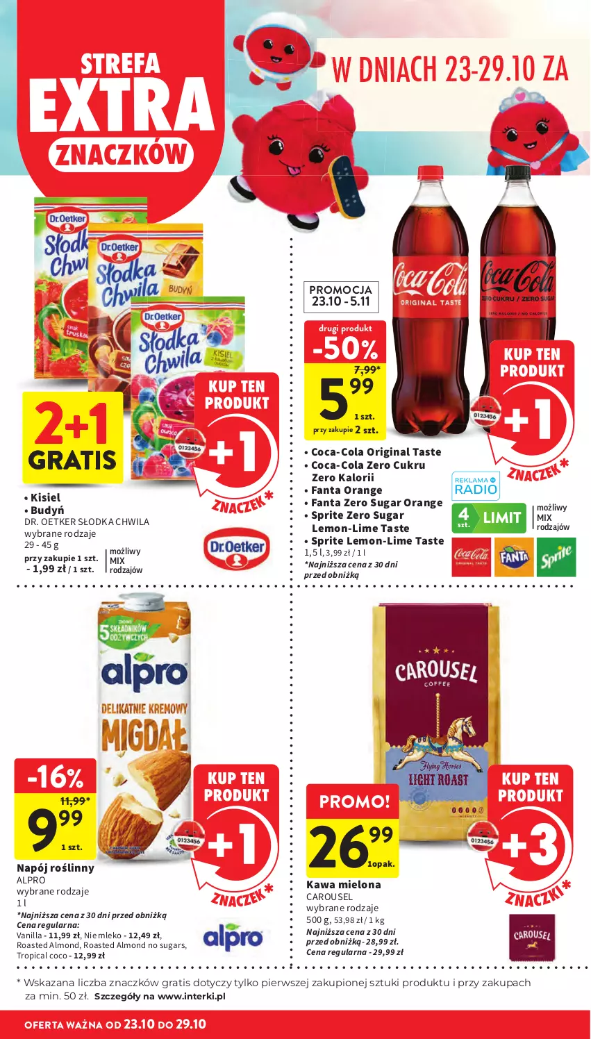 Gazetka promocyjna Intermarche - Gazetka promocyjna - ważna 23.10 do 29.10.2025 - strona 14 - produkty: Alpro, Budyń, Coca-Cola, Dr. Oetker, Fa, Fanta, Gin, Gra, Kawa, Kawa mielona, Kisiel, Mleko, Napój, Napój roślinny, Słodka Chwila, Sprite, Tropical