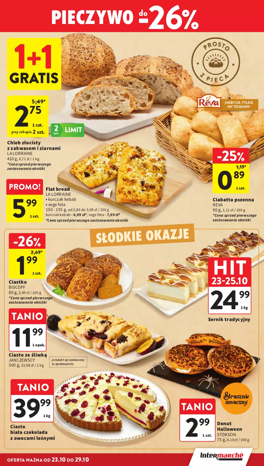 Gazetka promocyjna Intermarche - Gazetka promocyjna - ważna 23.10 do 29.10.2025 - strona 19 - produkty: Chleb, Ciabatta, Czekolada, Donut, Feta, Gra, Kebab, Kurczak, Piec, Pieczywo, Ser