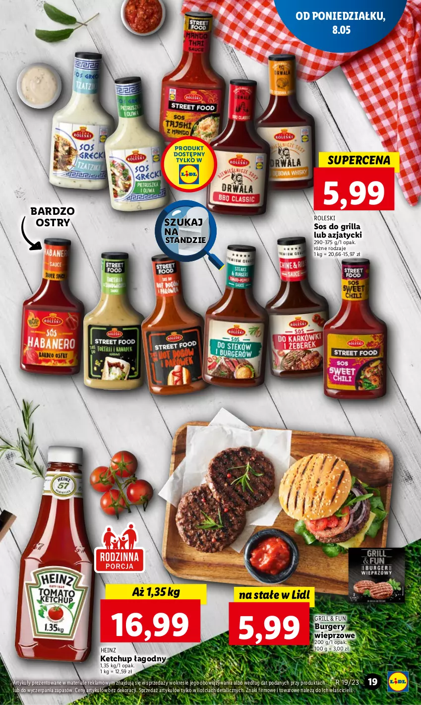 Gazetka promocyjna Lidl - GAZETKA - ważna 08.05 do 10.05.2023 - strona 21 - produkty: Burger, Grill, Heinz, Ketchup, Sos