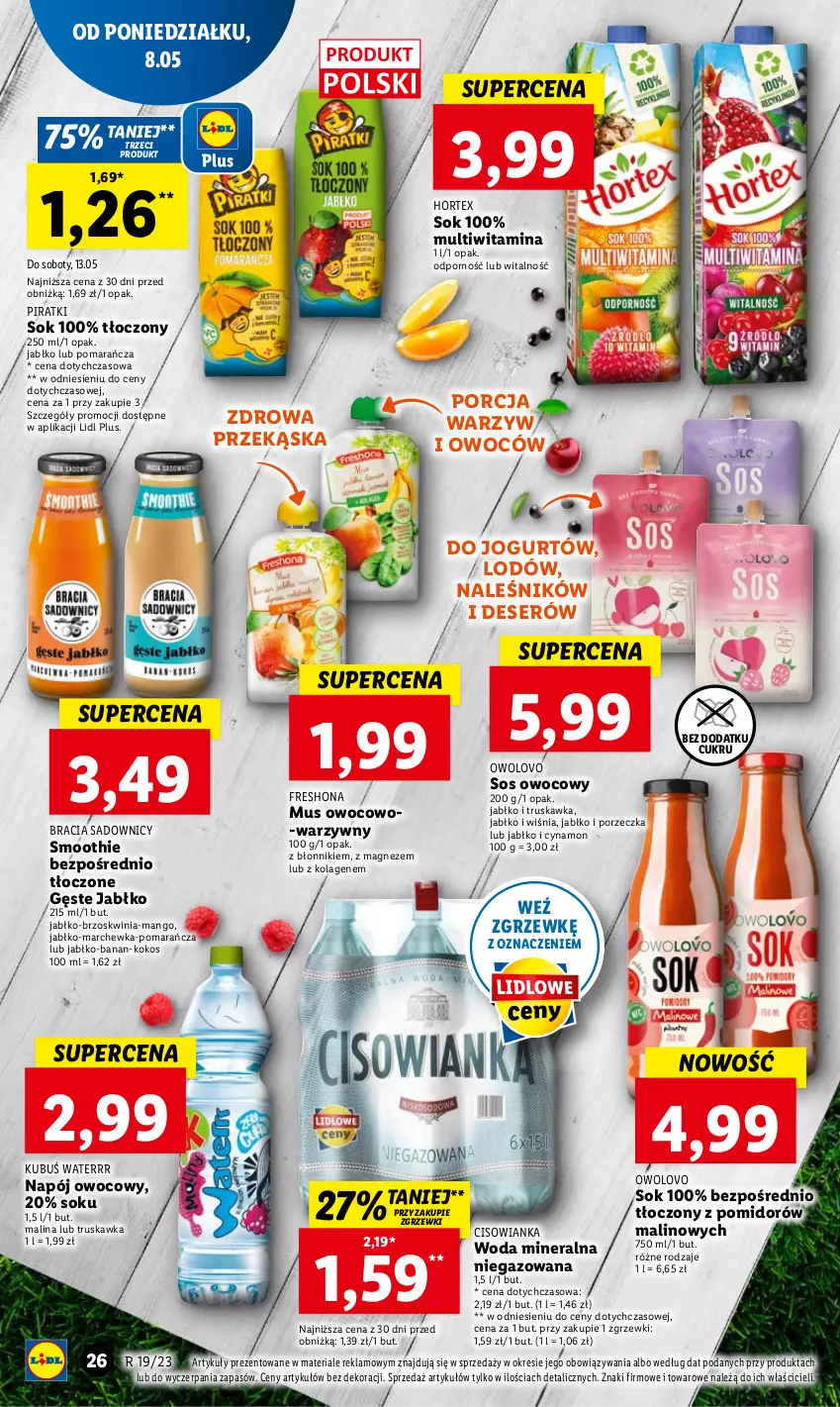 Gazetka promocyjna Lidl - GAZETKA - ważna 08.05 do 10.05.2023 - strona 30 - produkty: Cisowianka, Deser, Hortex, Jogurt, Kokos, Kolagen, Kubuś, Kubuś Waterrr, Magnez, Mango, Marchewka, Mus, Napój, Por, Ser, Smoothie, Sok, Sos, Woda, Woda mineralna