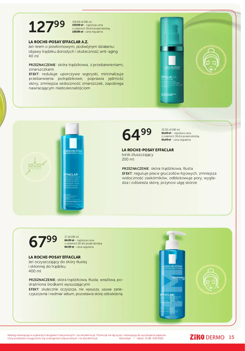 Gazetka promocyjna Ziko - Gazetka Ziko Dermo - ważna 21.08 do 03.09.2025 - strona 15 - produkty: Fa, Gin, La Roche-Posay, LG, Mars, Por, Tonik
