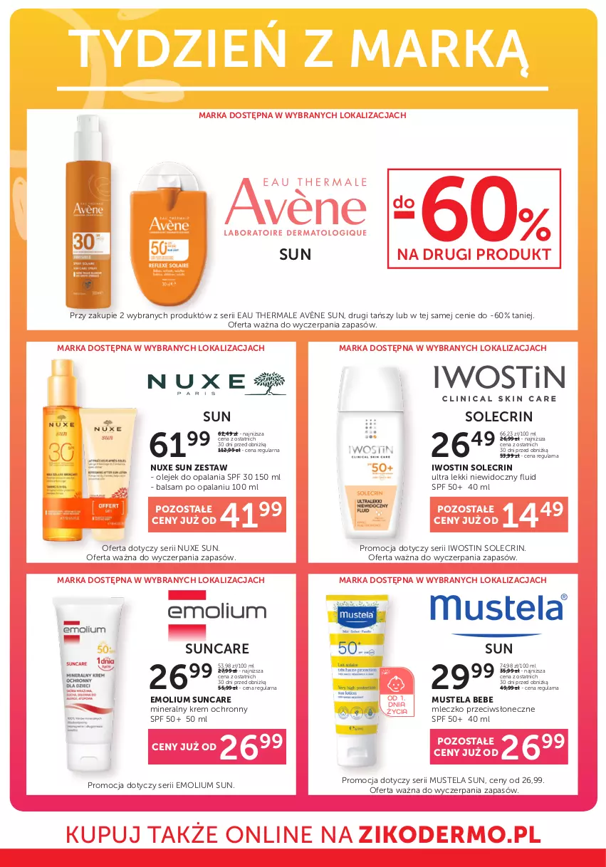 Gazetka promocyjna Ziko - Gazetka Ziko Dermo - ważna 21.08 do 03.09.2025 - strona 18 - produkty: Avène, Emolium, Iwostin, Mleczko, Mus, Mustela, Nuxe, Olej, Ser