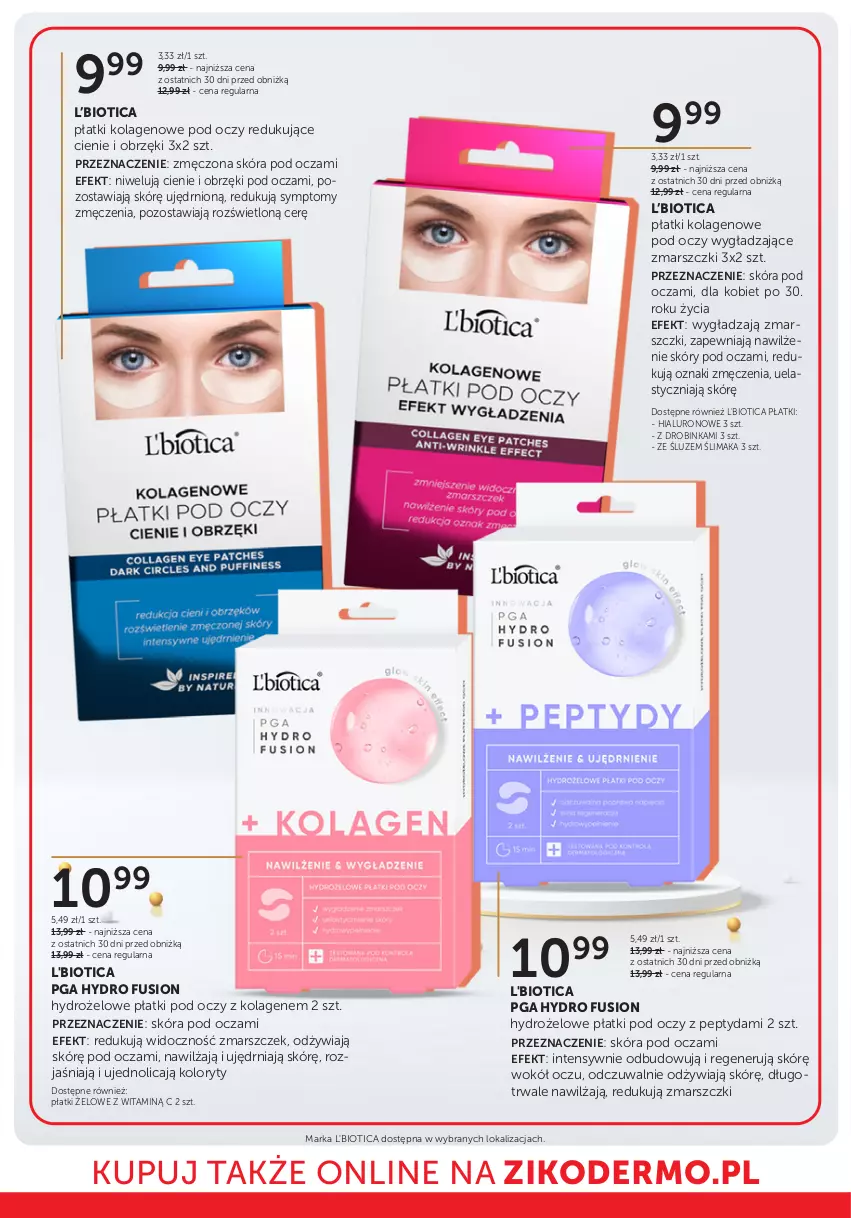 Gazetka promocyjna Ziko - Gazetka Ziko Dermo - ważna 21.08 do 03.09.2025 - strona 8 - produkty: Fusion, Hydrożelowe płatki pod oczy, Inka, Kolagen, L'Biotica, Mars