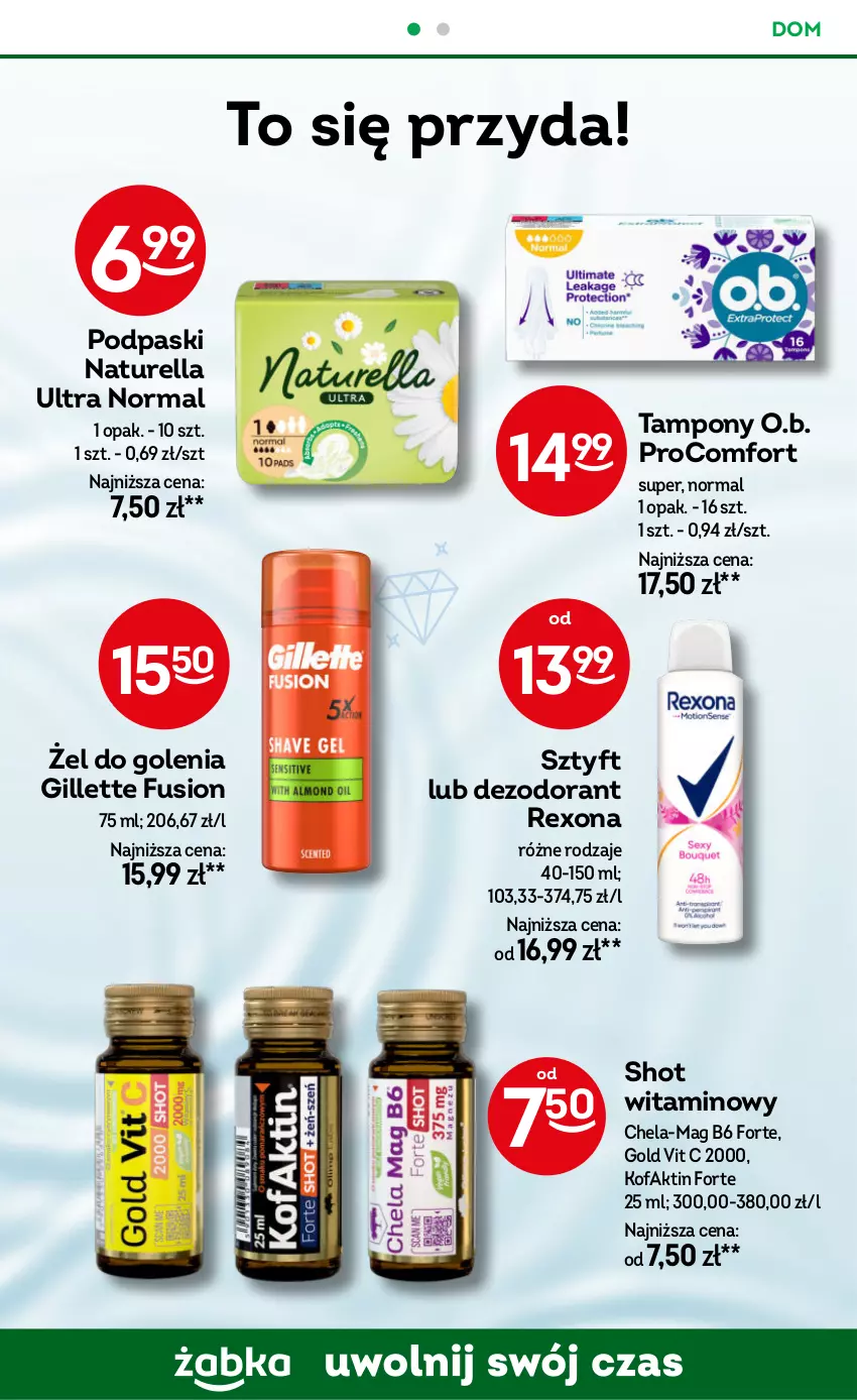 Gazetka promocyjna Żabka - ważna 26.02 do 11.03.2025 - strona 62 - produkty: Dezodorant, Fa, Fusion, Gillette, Naturell, Naturella, O.B., Podpaski, Rexona, Tampony