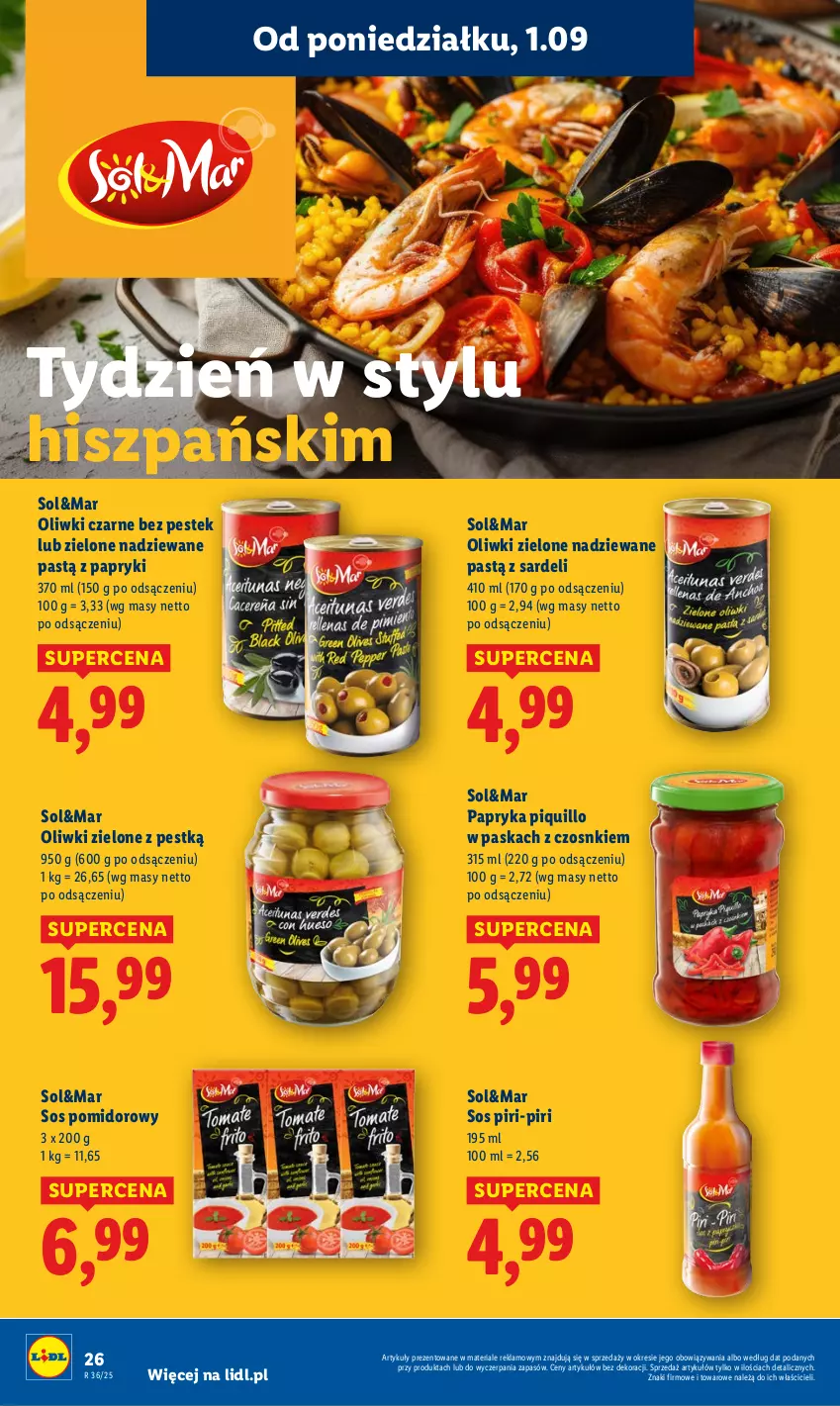 Gazetka promocyjna Lidl - GAZETKA - ważna 01.09 do 03.09.2025 - strona 30 - produkty: Oliwki, Oliwki czarne, Oliwki zielone, Papryka, Sos, Sos pomidorowy, Stek