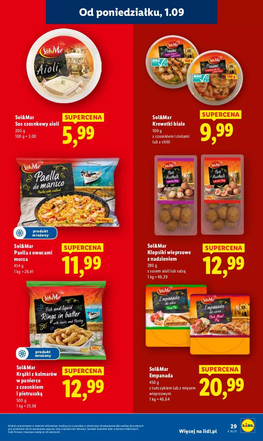 Gazetka promocyjna Lidl - GAZETKA - ważna 01.09 do 03.09.2025 - strona 33 - produkty: Kalmar, Klopsiki, Krewetki, Sos, Sos czosnkowy, Tuńczyk