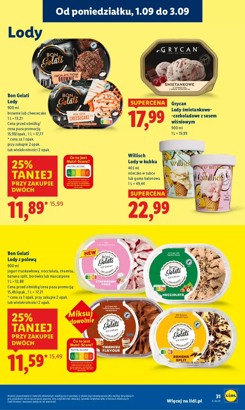 Gazetka promocyjna Lidl - GAZETKA - ważna 01.09 do 03.09.2025 - strona 35 - produkty: Borówka, Brownie, Gry, Jogurt, Lody, Mascarpone, Mleczko, Sos, Wazon