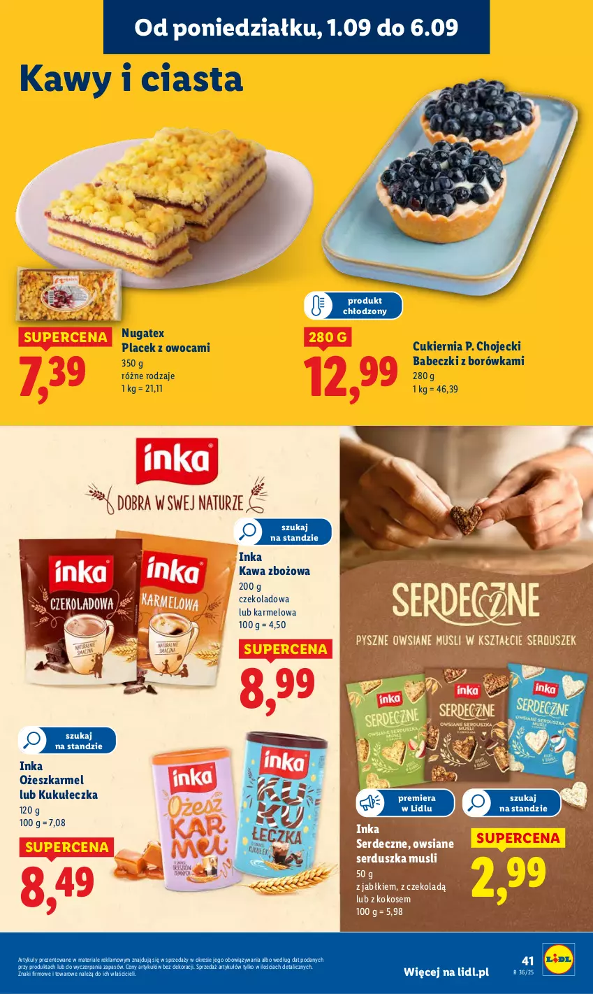 Gazetka promocyjna Lidl - GAZETKA - ważna 01.09 do 03.09.2025 - strona 47 - produkty: Babeczki, Borówka, Cukier, Inka, Kawa, Kawa zbożowa, Kokos, Mus, Ser