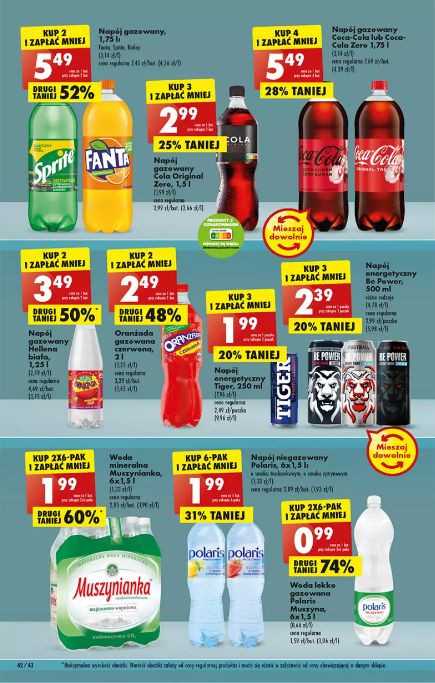 Gazetka promocyjna Biedronka - Gazetka - Biedronka.pl - ważna 12.12 do 17.12.2022 - strona 42 - produkty: Coca-Cola, Hellena, Mus, Muszynianka, Napój, Napój gazowany, Napój niegazowany, Oranżada, Sok, Szyna, Tiger, Woda