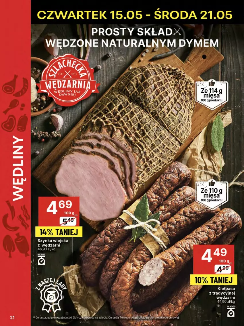 Gazetka promocyjna Delikatesy Centrum - Franczyza DC20 Czwartek - ważna 15.05 do 21.05.2025 - strona 21 - produkty: Kiełbasa, Szynka