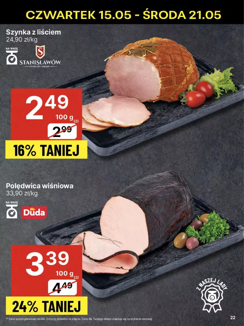 Gazetka promocyjna Delikatesy Centrum - Franczyza DC20 Czwartek - ważna 15.05 do 21.05.2025 - strona 22 - produkty: Duda, Polędwica, Sos, Szynka