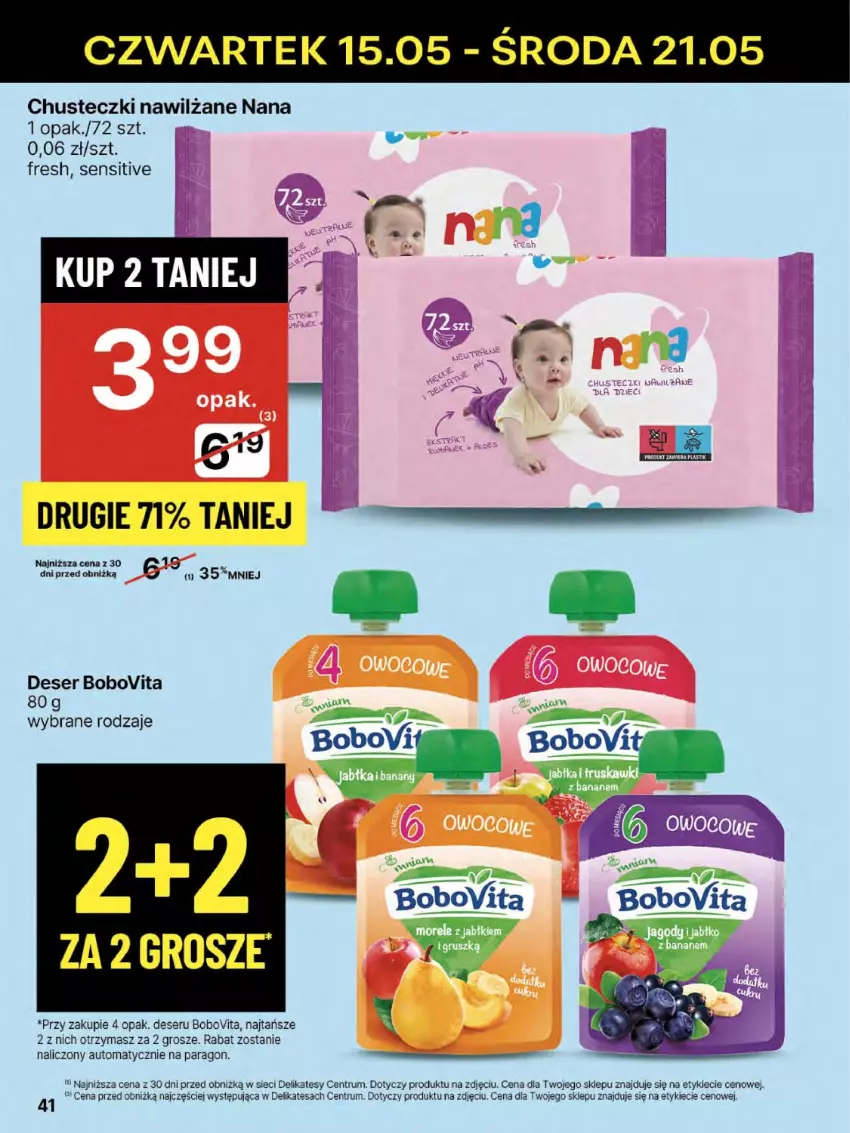 Gazetka promocyjna Delikatesy Centrum - Franczyza DC20 Czwartek - ważna 15.05 do 21.05.2025 - strona 41 - produkty: BoboVita, Chusteczki, Deser, Rum, Ser, Woda